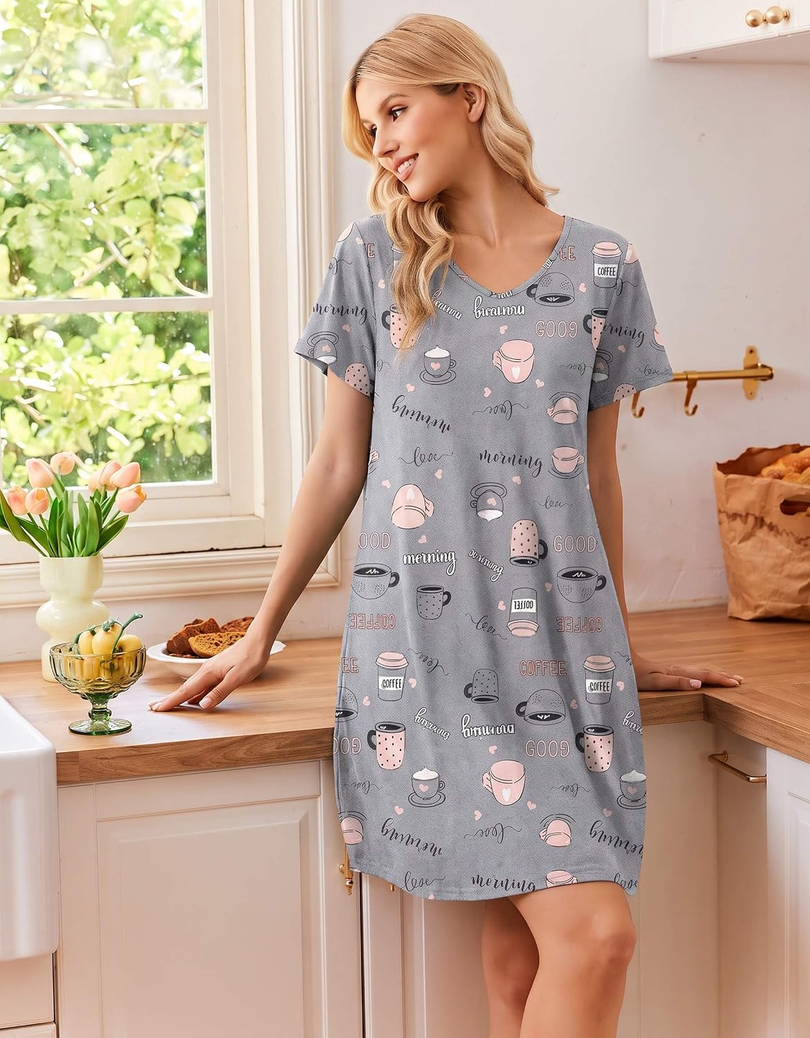 Detalle de Ekouaer Cotton Nightgowns 3-Pack
