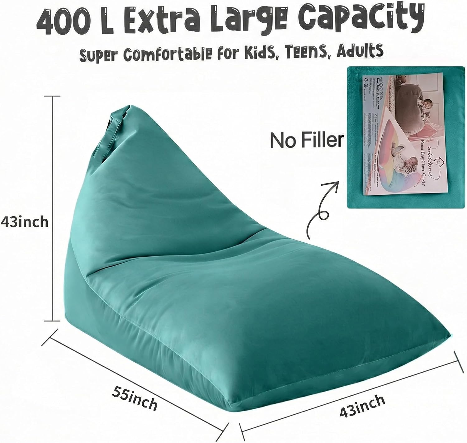Thumbnail 2 de Nobildonna 4ft Bean Bag Cover 400L 🛋