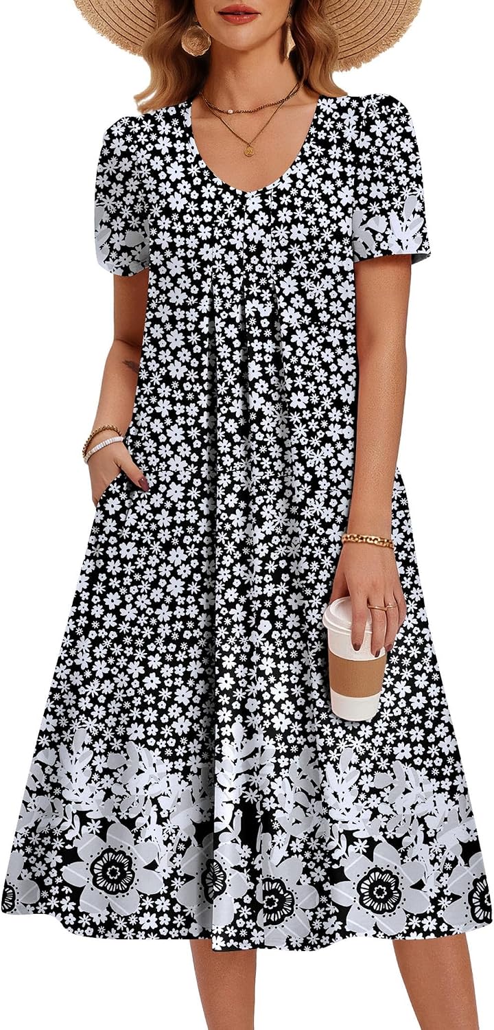 Thumbnail 6 de Zeagoo Summer Dress for Women: Floral Midi Sundress with Pockets and V-Neck