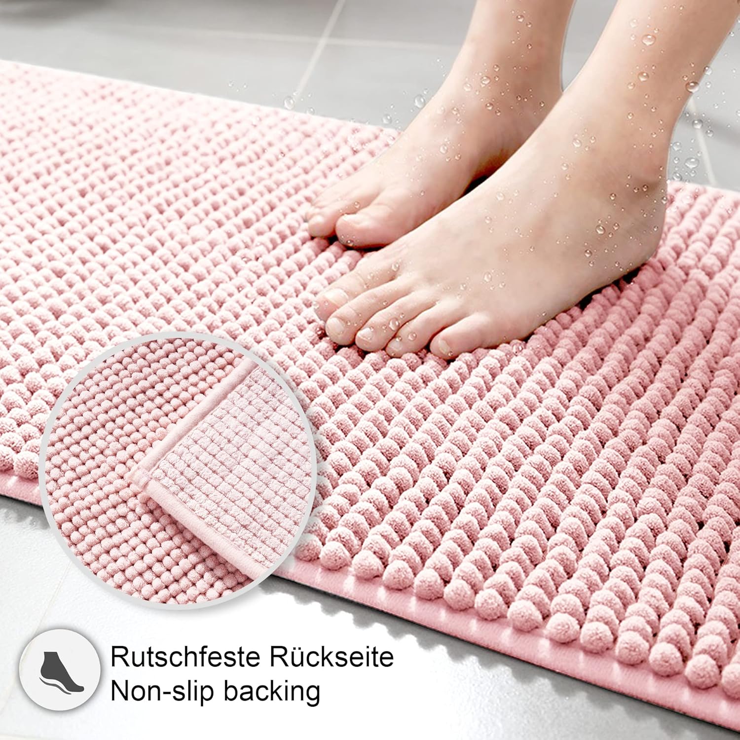 Thumbnail 5 de Decomira Badematte rutschfest Rosa 40x60 cm – vielseitiger Badteppich aus Chenille