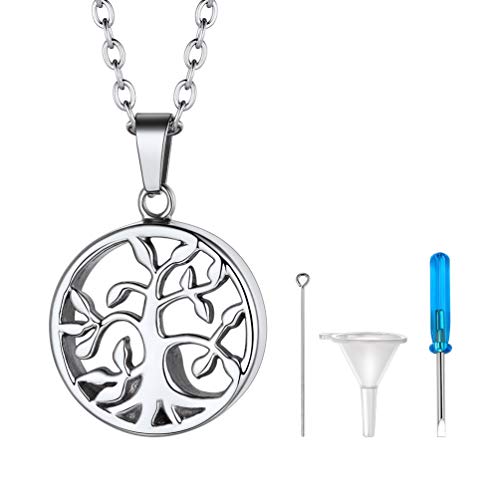 Detalle de PROSTEEL colgante para cenizas Árbol de la Vida en acero 316L (platino)