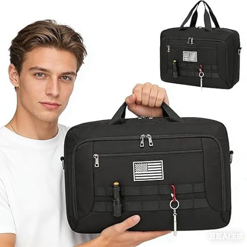 Detalle 2 de seyfocnia 3-in-1 taktischer Rucksack mit 17,3-Zoll-Laptoptasche (umwandelbar als Aktentasche/Handgepäck)