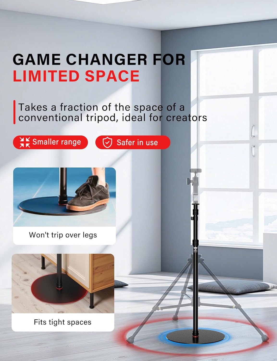 Thumbnail 2 de IFOOTAGE A400 Round Base Monopod (2 Pack) — 79" Studio Light Stand Monopod for Video, Streaming & Interviews