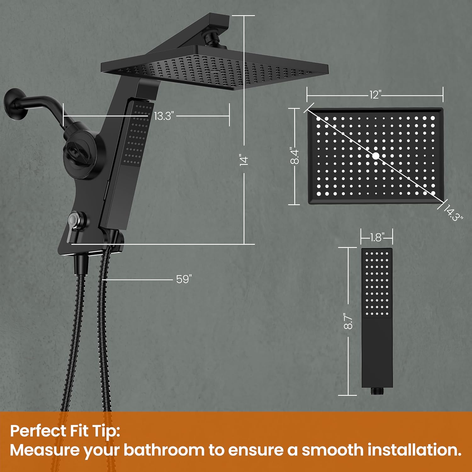 Detalle 2 de JDO filtered rain shower head, 12-inch