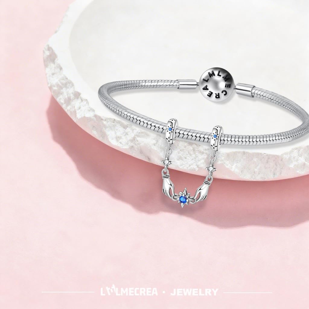 Detalle de LMLMECREA Damen Sicherheitskette aus 925 Silber für Charm-Armband (Clip Stopper)