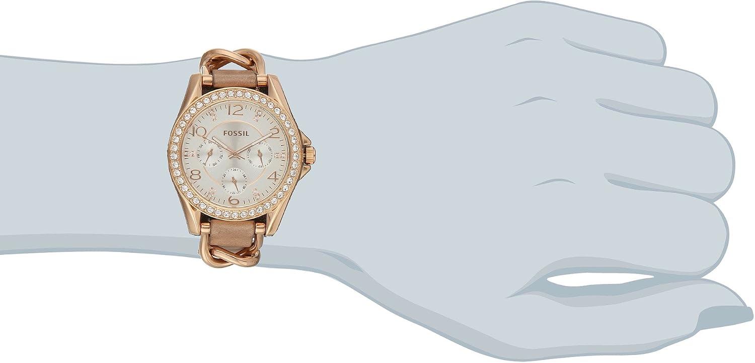 Detalle 2 de Fossil Riley Damenarmbanduhr – Quarz Chronograph, Edelstahl- oder Lederband
