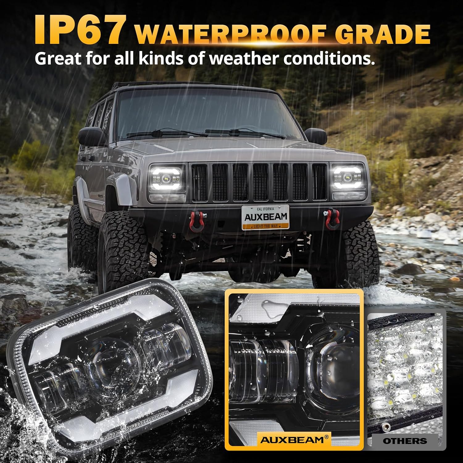 Thumbnail 4 de Auxbeam 5x7 In Headlights for Jeep Cherokee YJ/XJ ⌛