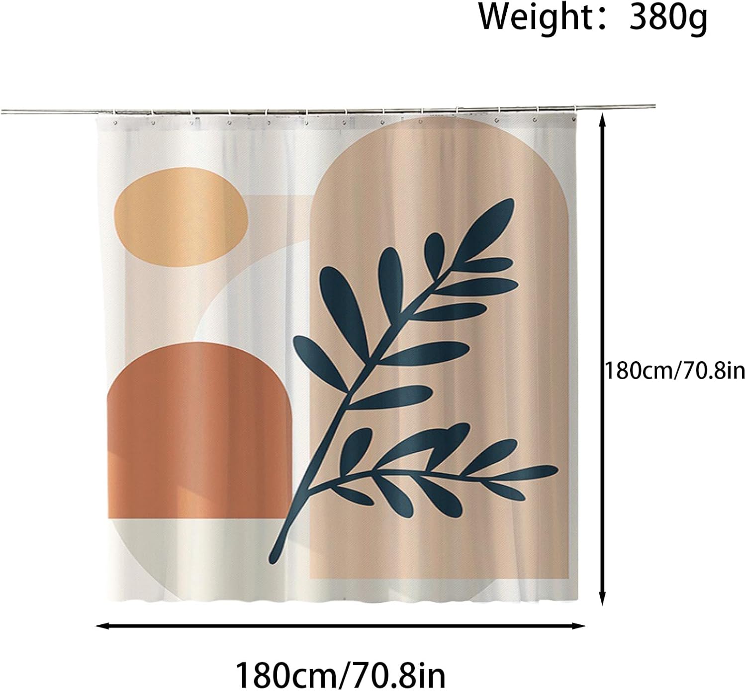 Thumbnail 1 de FAIRYGATE Wet Room Shower Curtain: Boho Abstract Design, 180 x 180 cm, Waterproof with 12 Hooks