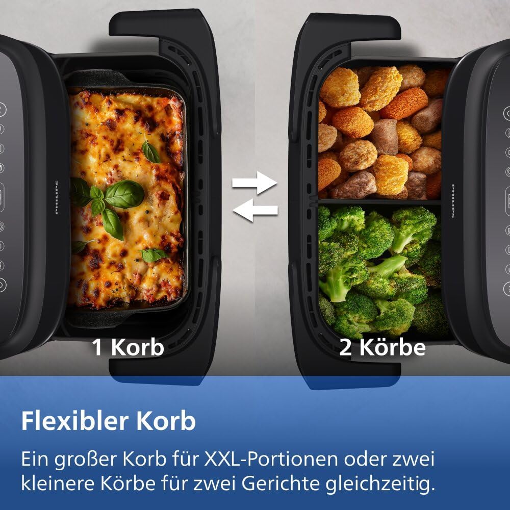 Detalle de Philips Airfryer 1000 Series Flexible Basket NA154/00 – 7,1 l, RapidAir, zwei Zonen, App