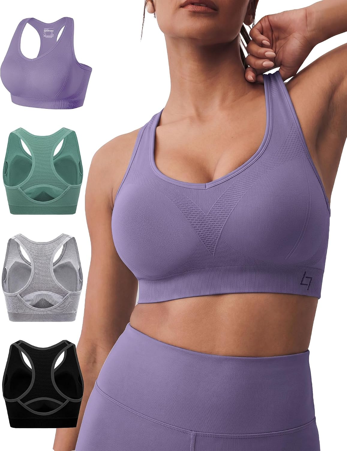 Detalle de FITTIN Supportive Sports Bra for Large Busts, C-DDD, Full-Coverage Racerback