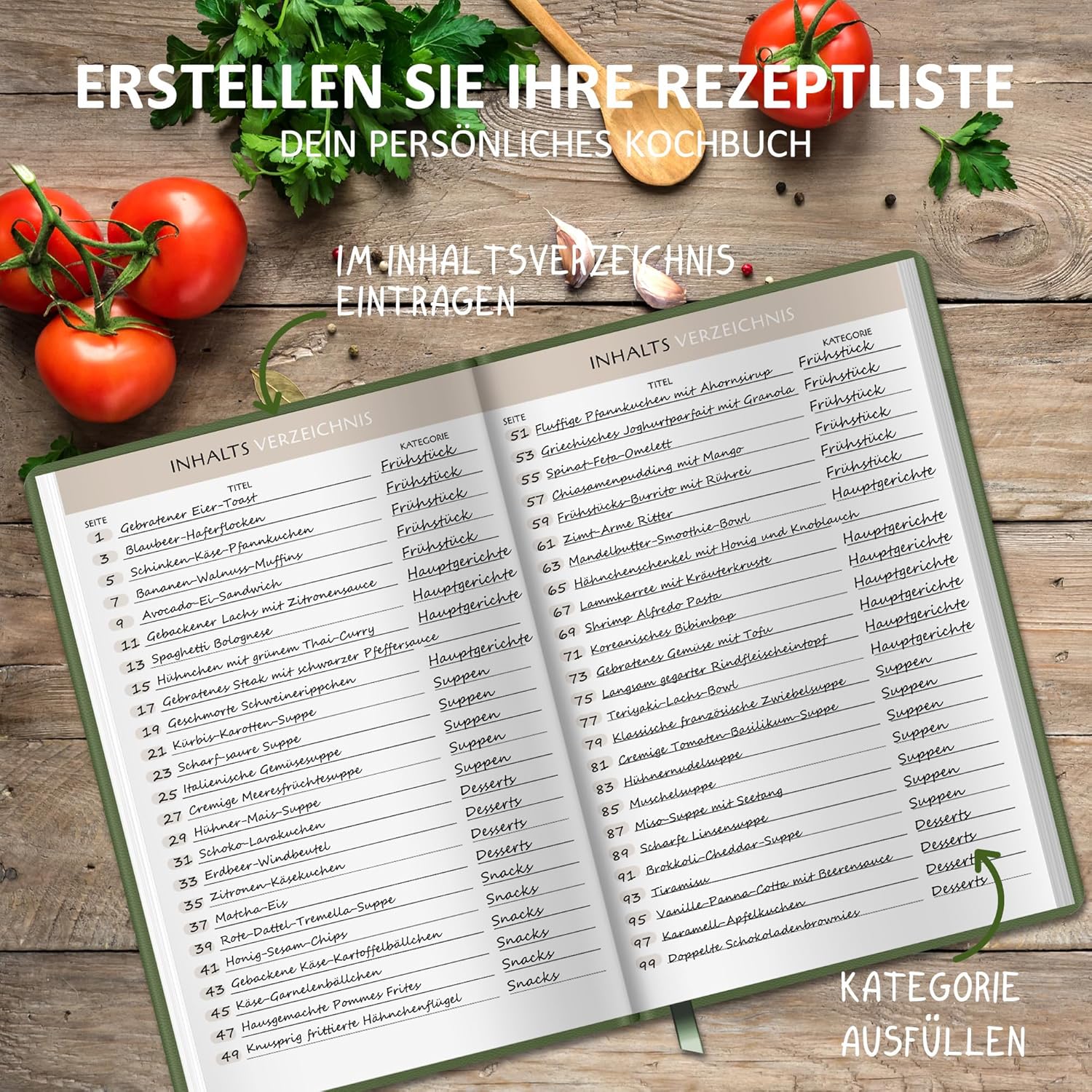 Thumbnail 3 de Rezeptbuch zum Selberschreiben A5 mit 100 Rezepten, 120 g/m² Papier & Lesezeichen