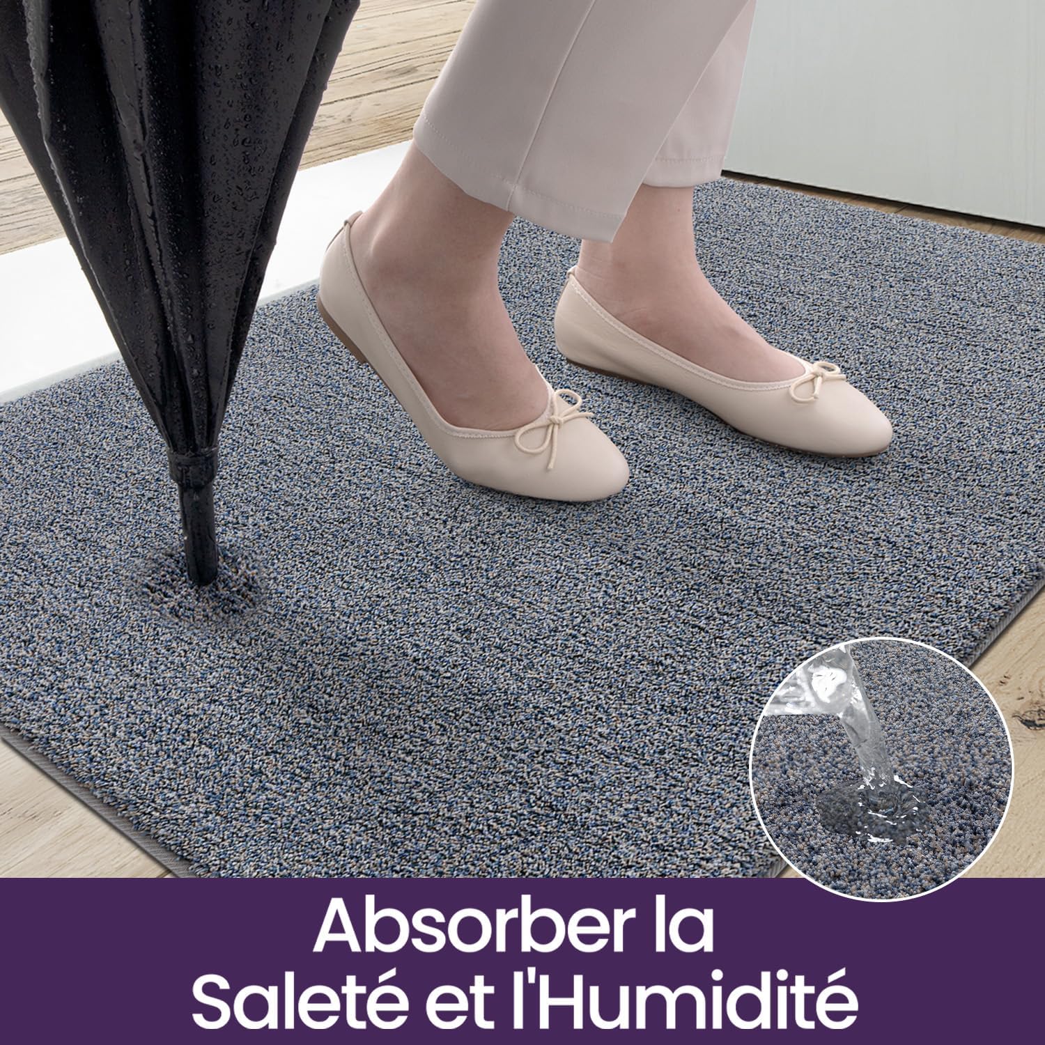 Detalle 2 de DEXI Tapis couloir 60 x 180 cm gris-bleu