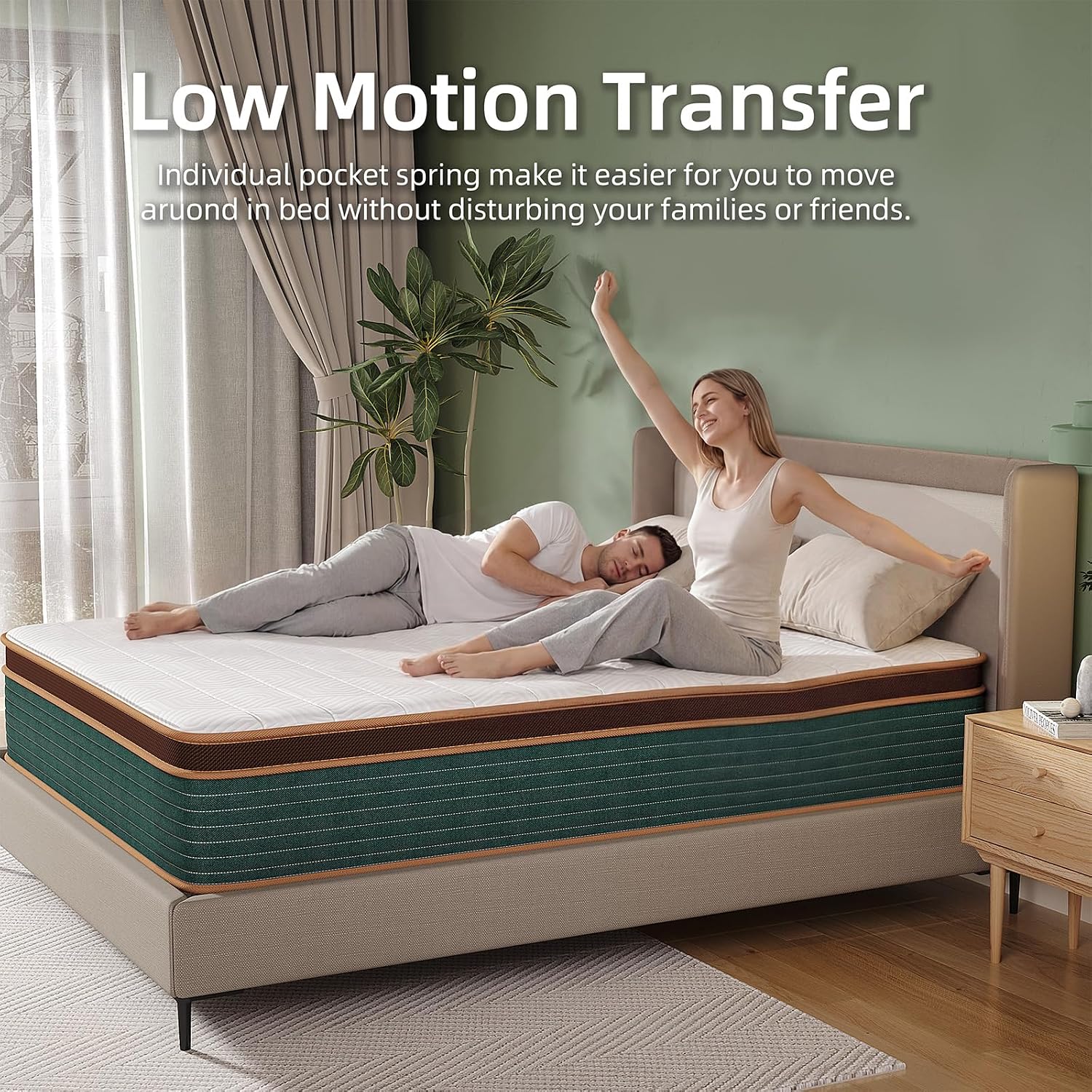 Detalle 2 de Naiveer Twin 10-Inch Hybrid Mattress with Memory Foam and Pocket Springs