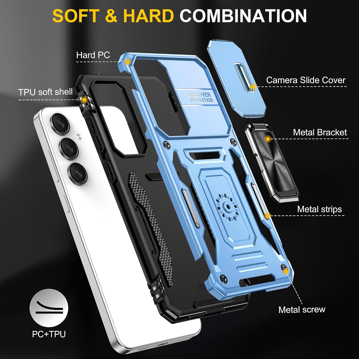 Thumbnail 6 de Ezanmull Galaxy S26 FE Case with Sliding Camera Cover and Ring Stand