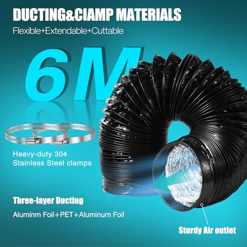 Thumbnail 1 de FanGoFast Abluftschlauch Ø150mm, 6m – flexibler PVC-Alurohr-Schlauch mit Edelstahlklemmen
