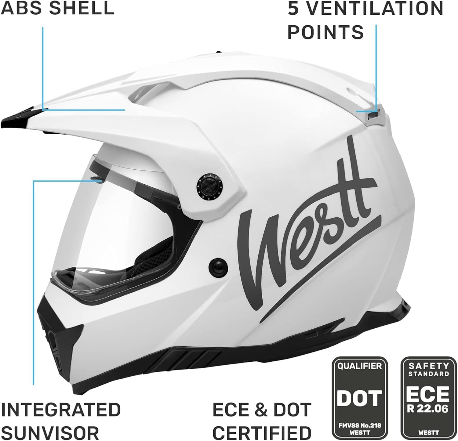 Thumbnail 1 de Westt Casco Moto Certificado ECE 22.06 Casco Enduro