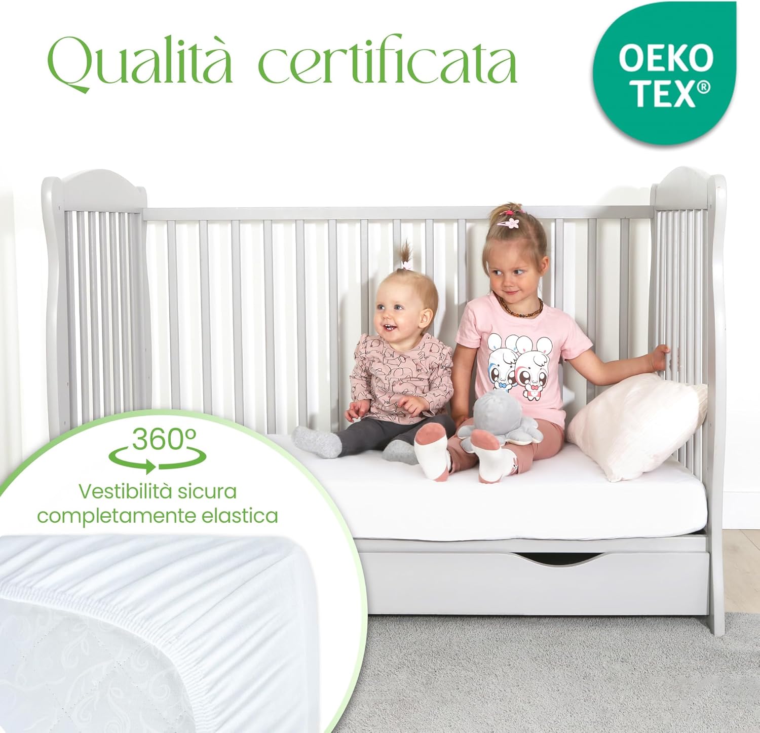 Thumbnail 4 de Copri-materasso Lettino 60x120 cm – 100% Bambù, respiro e igiene per culla Comfier Sleep