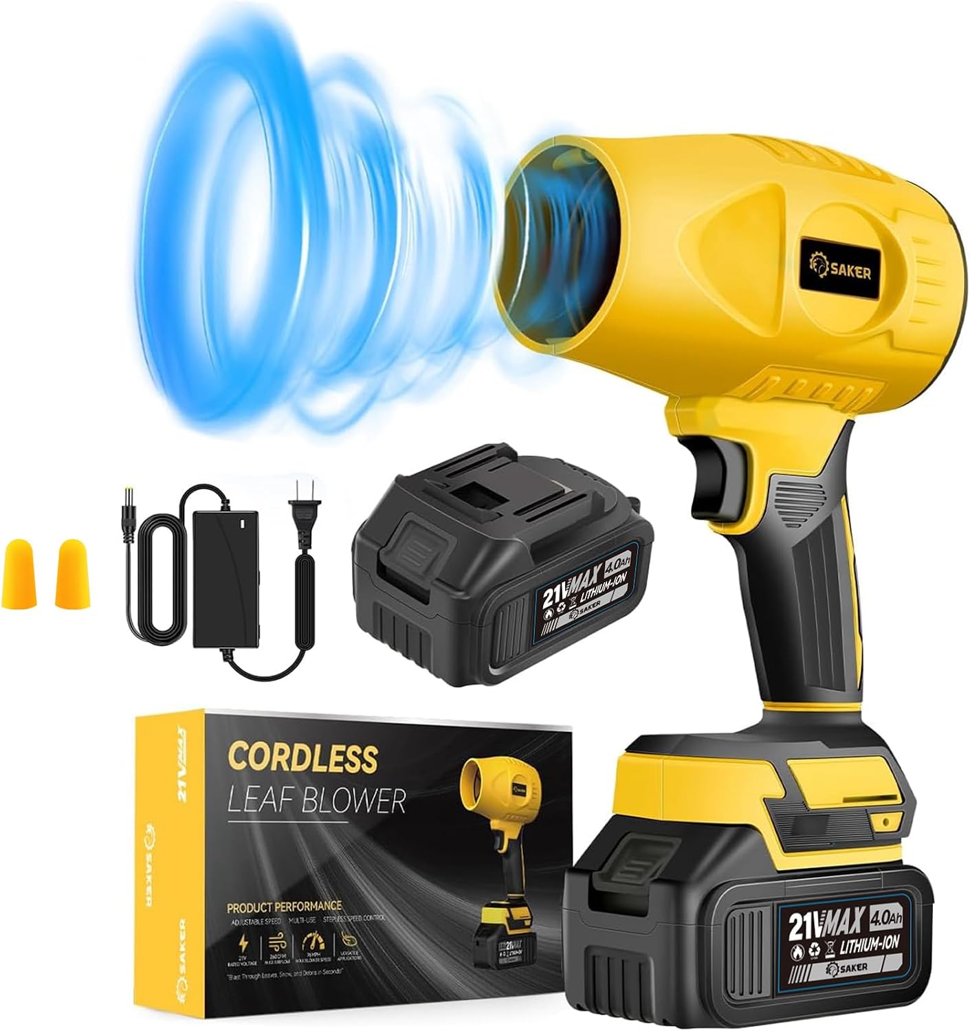 Detalle de Saker Cordless Leaf Blower with 4.0Ah Batteries