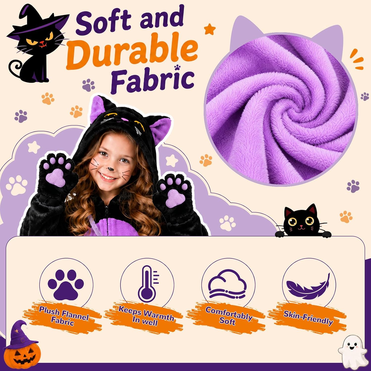 Detalle 1 de Black Cat Costume for Girls