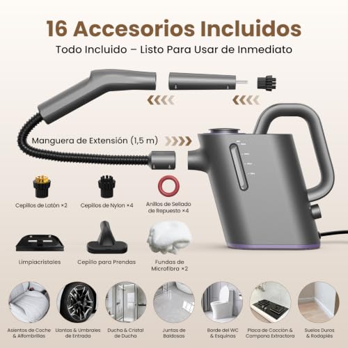 Thumbnail 7 de Vaporeta de Mano 15S Ablemark – Calentamiento rápido, depósito de 550 ml y 16 accesorios