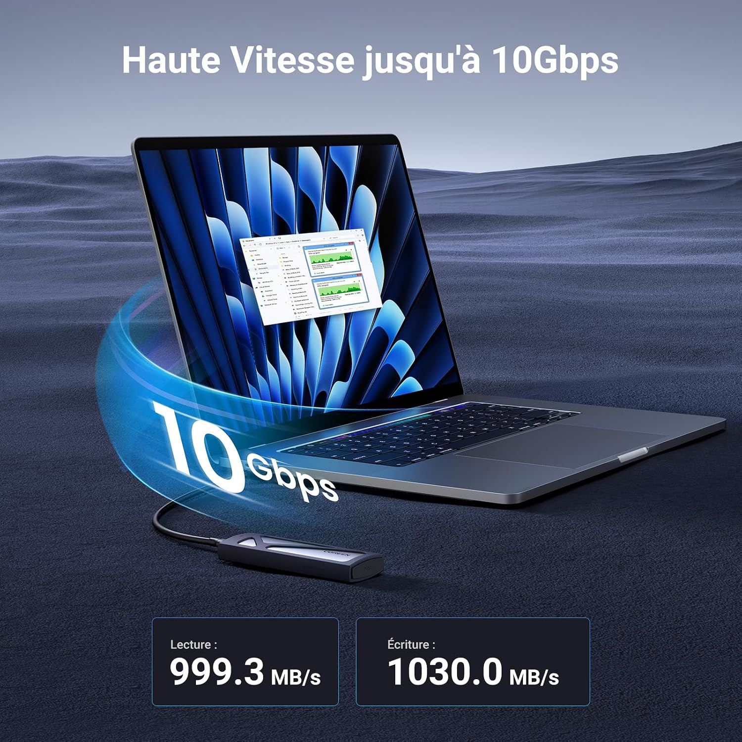Detalle de UGREEN Boîtier M.2 NVMe SSD USB 3.2 Gen 2 10 Gbps – Adaptateur NVMe SSD