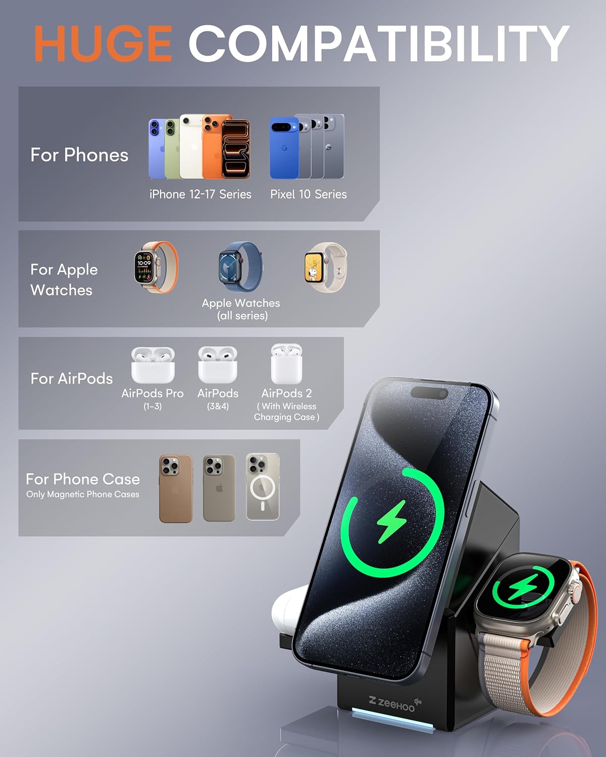 Thumbnail 4 de ZEEHOO 3-in-1 MagSafe Charger for iPhone 15