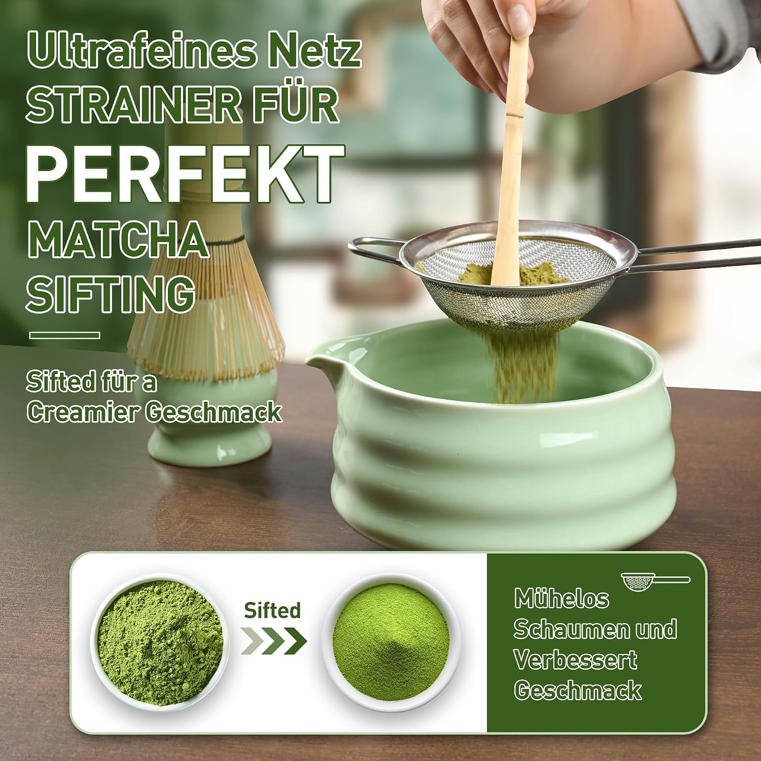 Detalle de Matcha-Schneebesen-Set – Japanisches Matcha-Tee-Set für den Haushalt (Cyan)