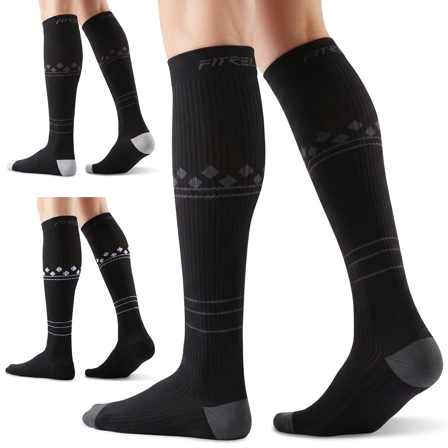 Detalle 2 de FITRELL Eu-fiwydcu023-l/XL Knee-High Compression Socks, 20–30 mmHg, 3 Pairs