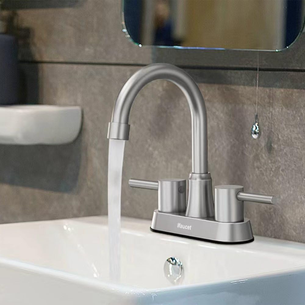 Thumbnail 6 de Ifaucet Bathroom Faucet, 4-Inch Centerset, Brushed Nickel, Dual Handles