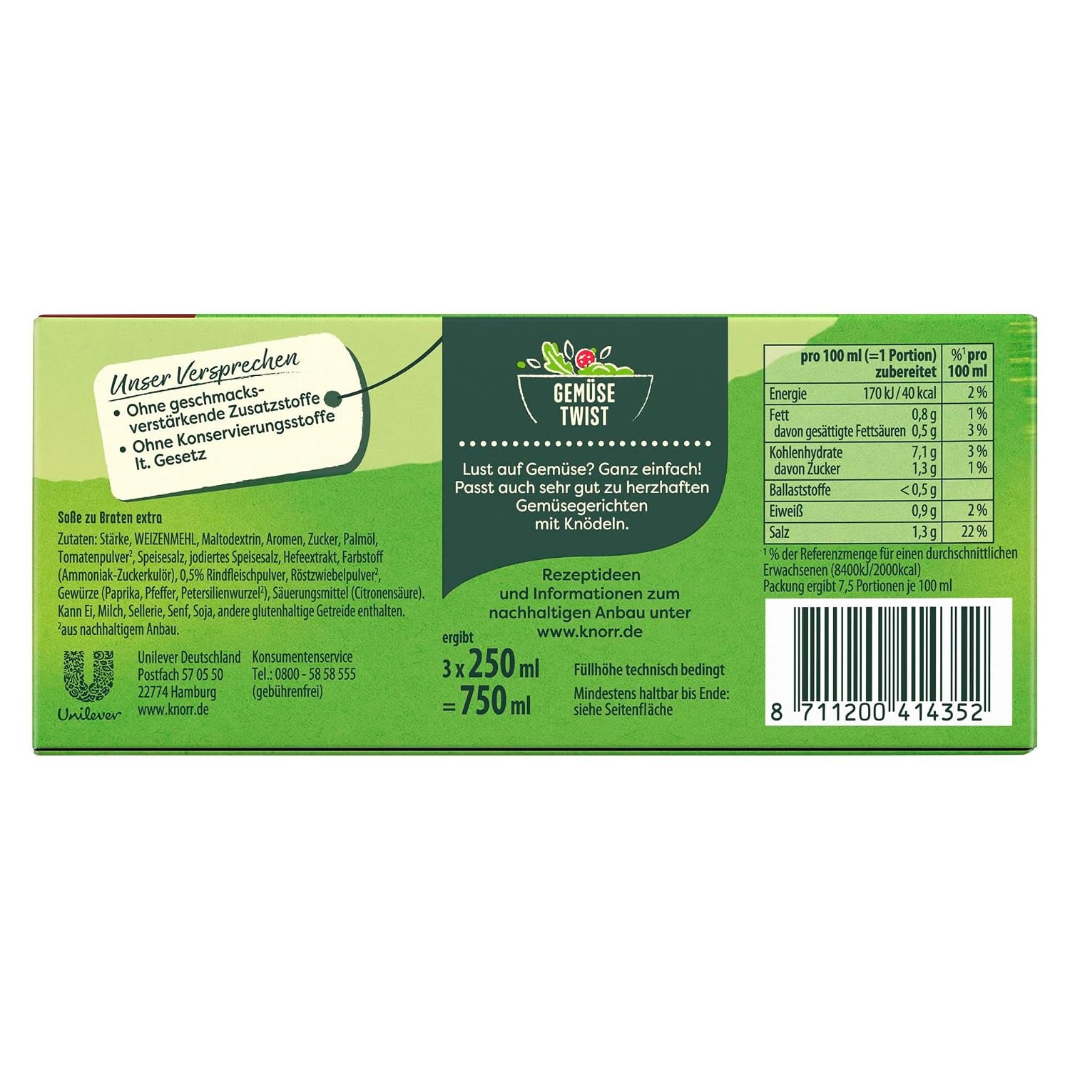 Detalle 2 de Knorr Soße zu Braten Extra – dunkle Bratensoße mit würzigem Geschmack, 750 ml pro Packung (3er Pack)
