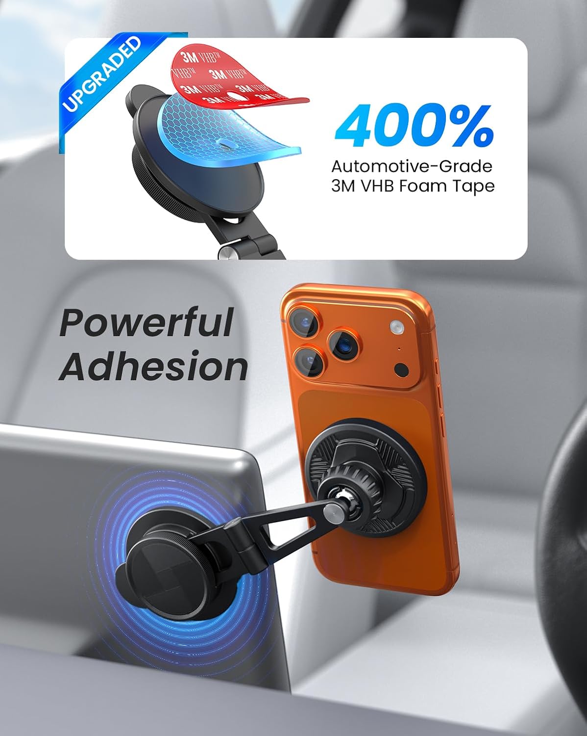 Detalle de LOXP Upgrade Tesla Phone Mount: Strong Magnetic, Foldable Aluminum Car Mount for Model 3/Y and Juniper, 360° Rotating iPhone 17 Pro Max Ready