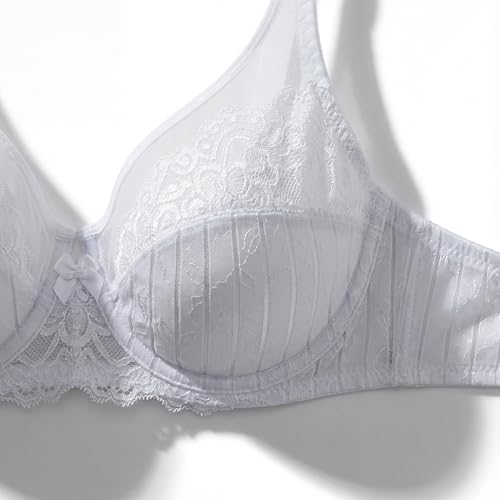 Detalle 1 de Selene Mariluz: Sujetador reductor con encaje, aro y algodón sin relleno, color Blanco, 95C