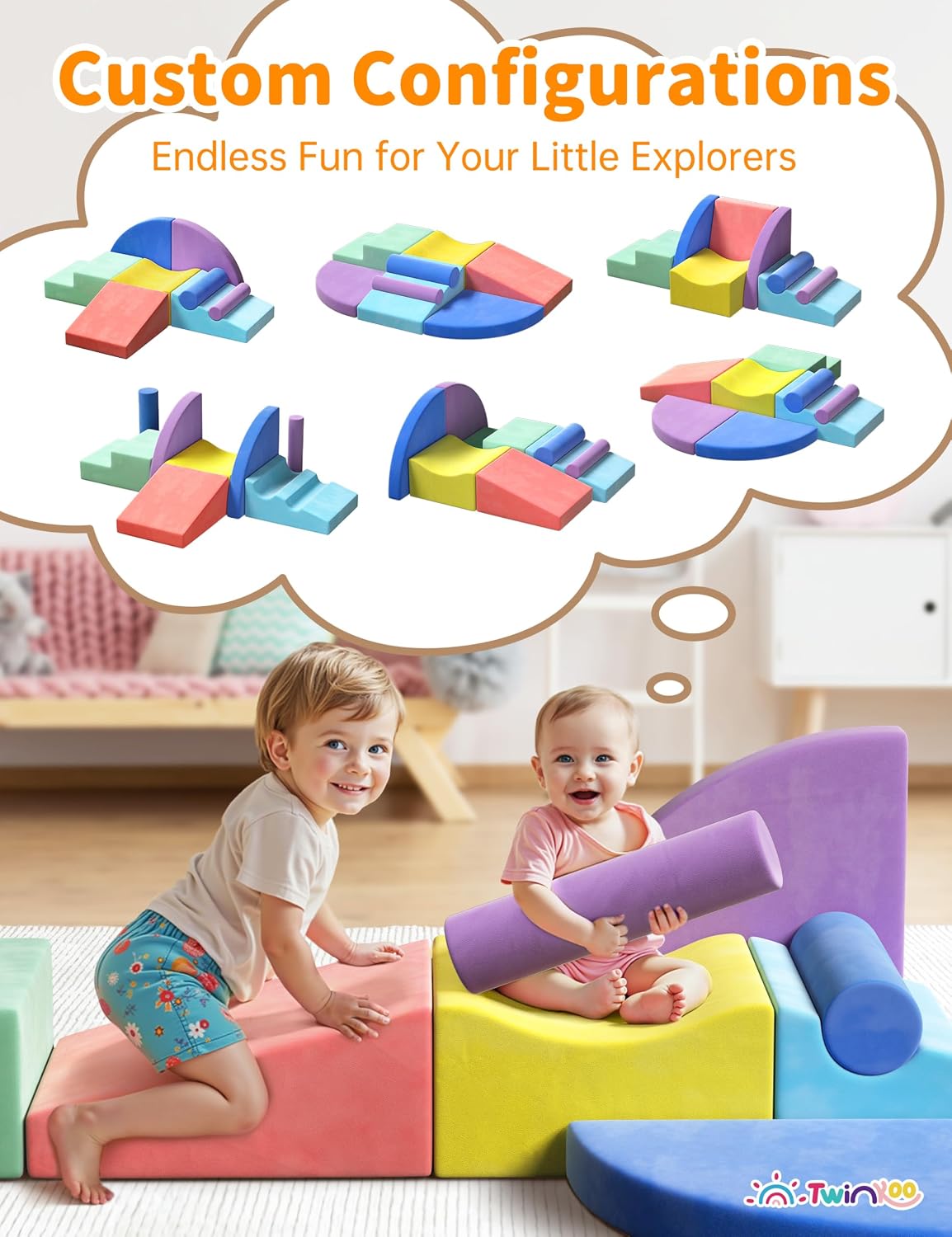 Thumbnail 5 de Twinkoo Extra Large 8-Piece Soft Foam Climbing Block Set for Toddlers