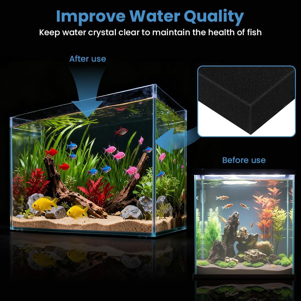 Thumbnail 4 de APXEL Tampons filtrants en mousse 50 PPI réutilisables (47×47×4 cm, à découper) pour filtres d’aquarium et bassins