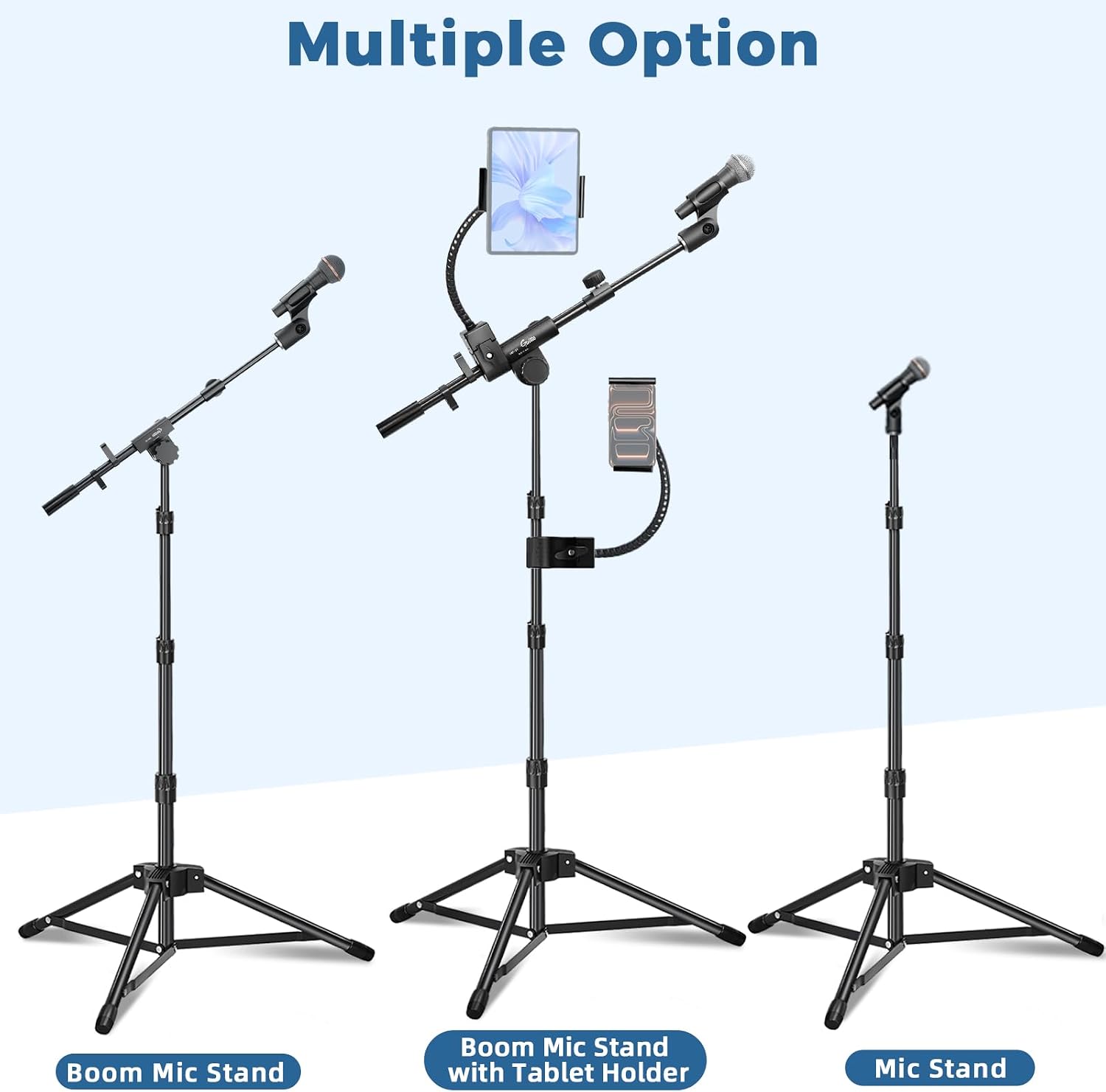 Detalle de GUITTO GMS-04 Mikrofonständer mit Doppel-Halter für Smartphone/Tablet – vielseitig einsetzbares Studio-Stativ