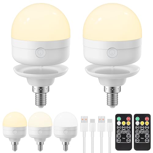Detalle de LGMCF E14 Wiederaufladbare Glühbirne 8W, 3 Farben, dimmbar – 2er Pack
