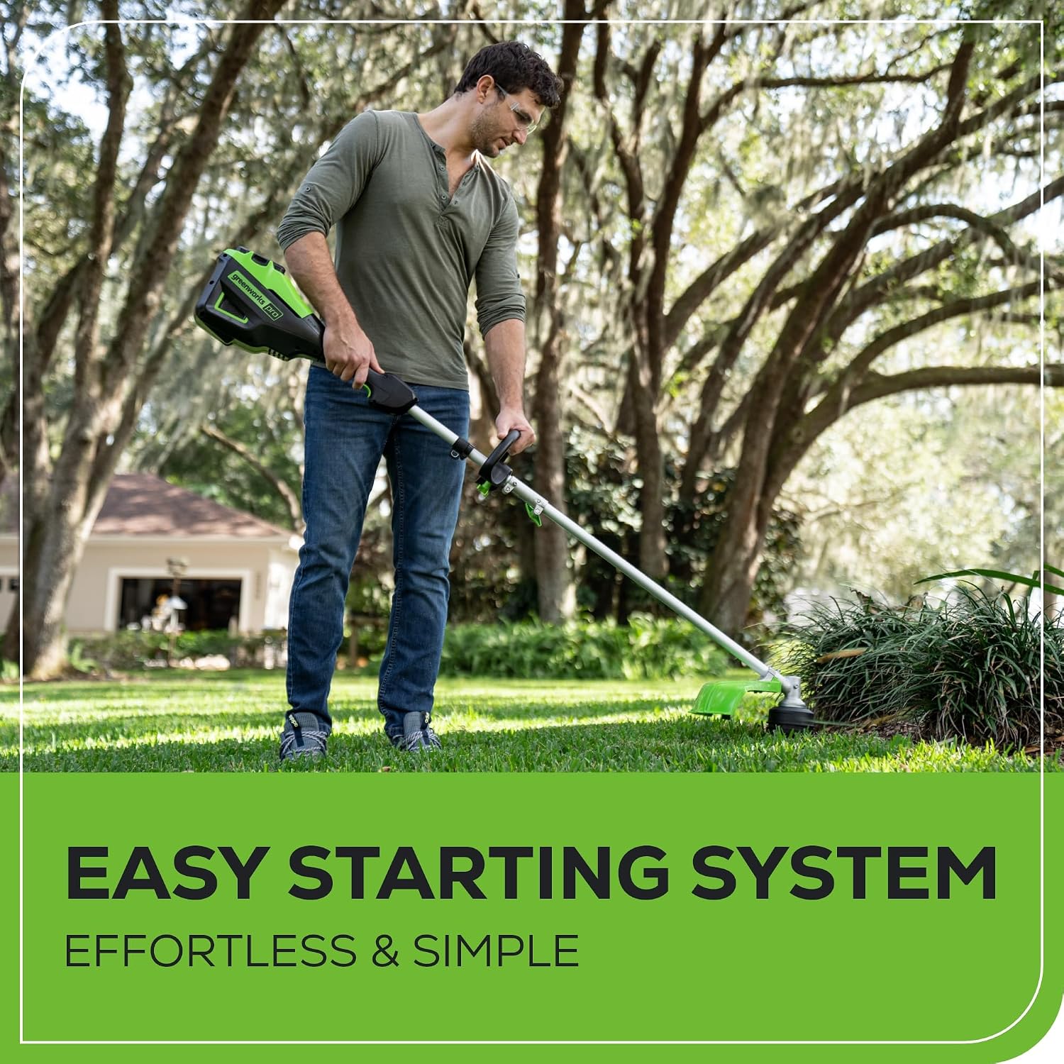 Detalle de Greenworks ST60L413 60V Cordless String Trimmer, 16-Inch, Brushless, 4.0Ah Battery