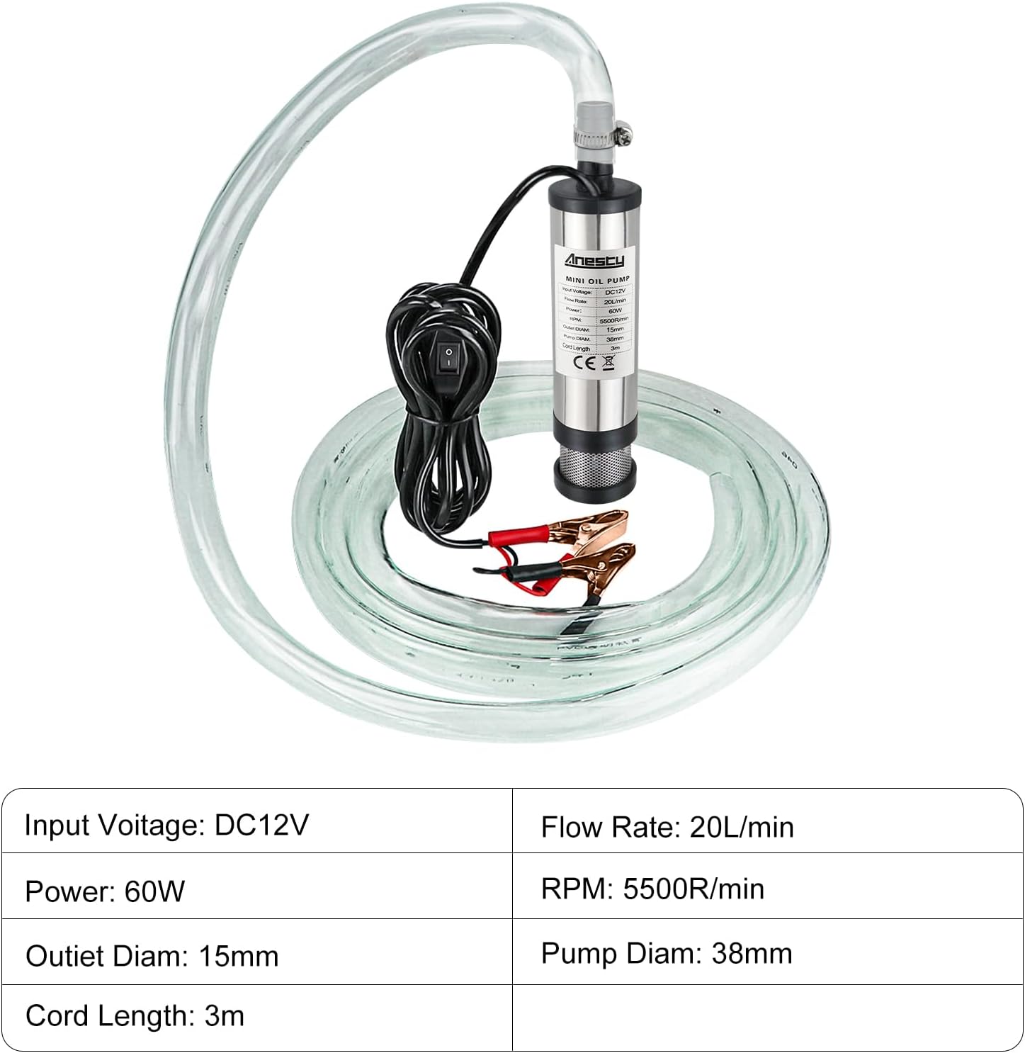 Detalle 2 de Anesty Water Pump 12V Diesel Pump 20L/min