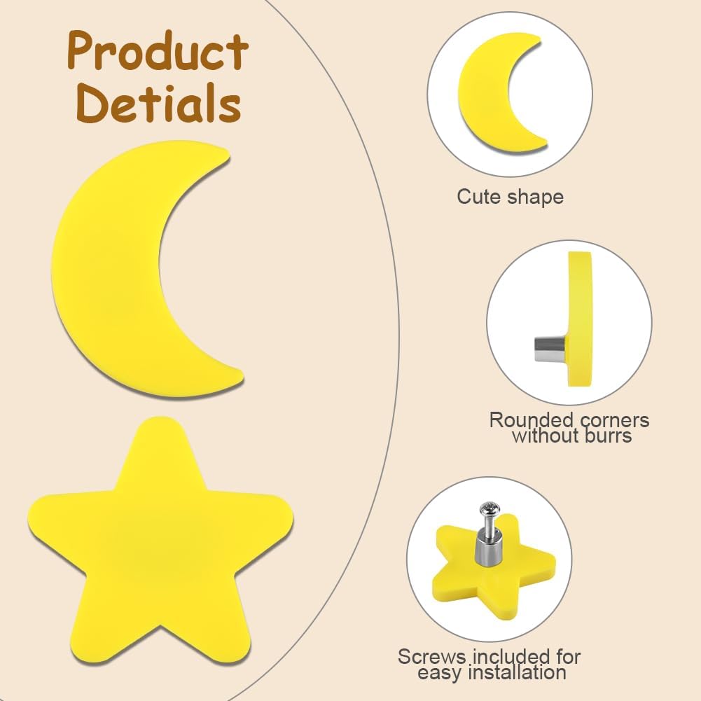 Detalle de Aolso Pomelli per mobili bambini (9 pezzi) in gomma morbida con viti in acciaio inox, giallo