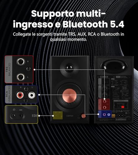 Detalle de Edifier MR3: Altoparlanti da Studio Compatti 2.0 con Bluetooth 5.4 e Controlli Frontali