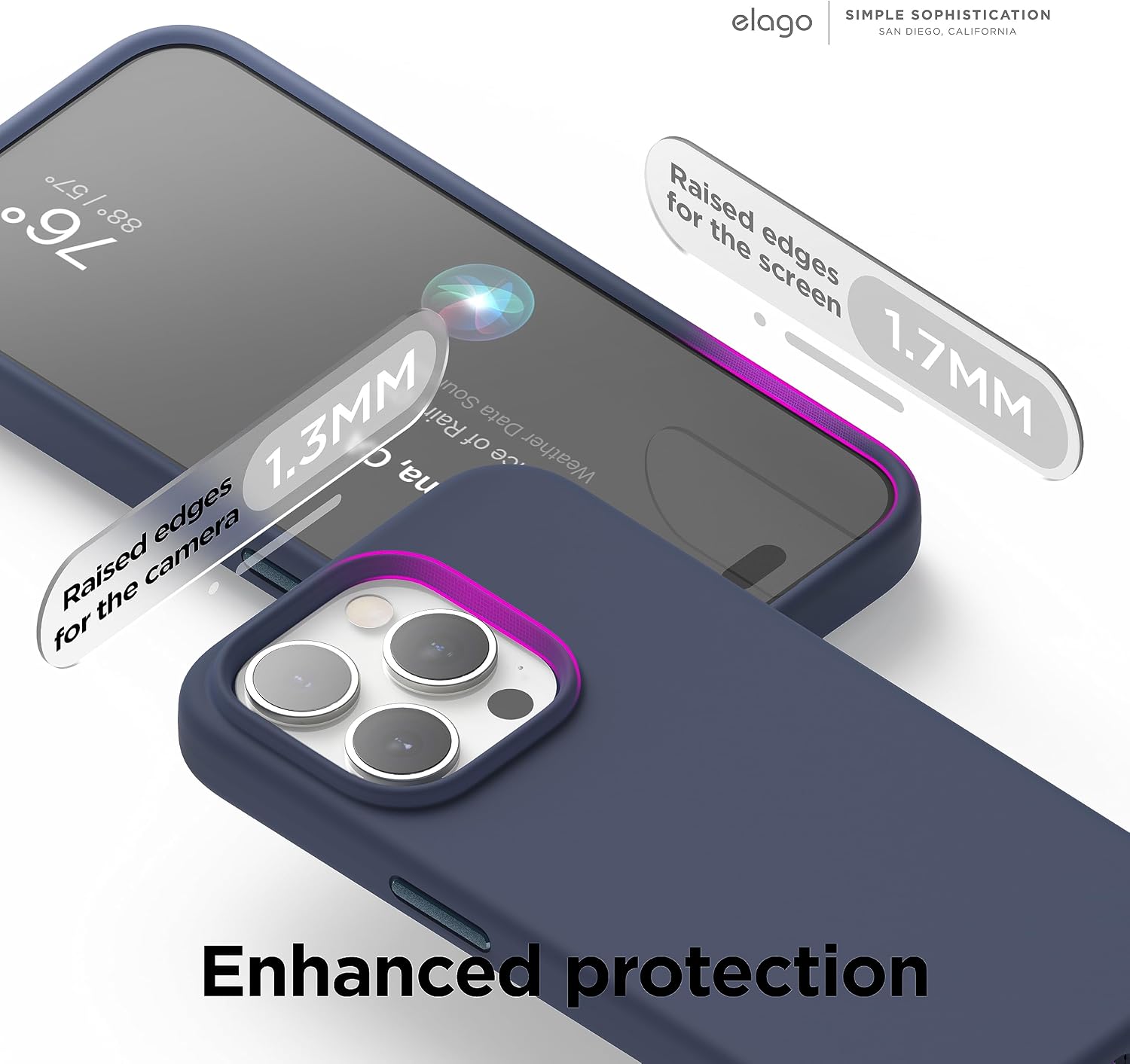 Detalle 2 de elago Coque magnétique en silicone pour iPhone 15 Pro avec MagSafe (bleu) – protection 5 couches