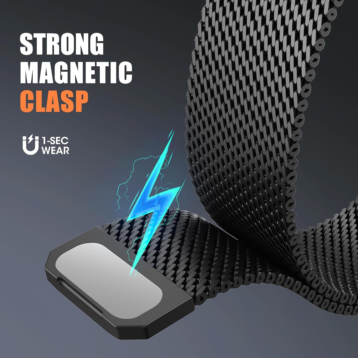 Detalle de Milanese Loop Compatible for Apple Watch Ultra 3/2/1 — 24mm Ultra-Wide Stainless Steel Rugged Mesh Band