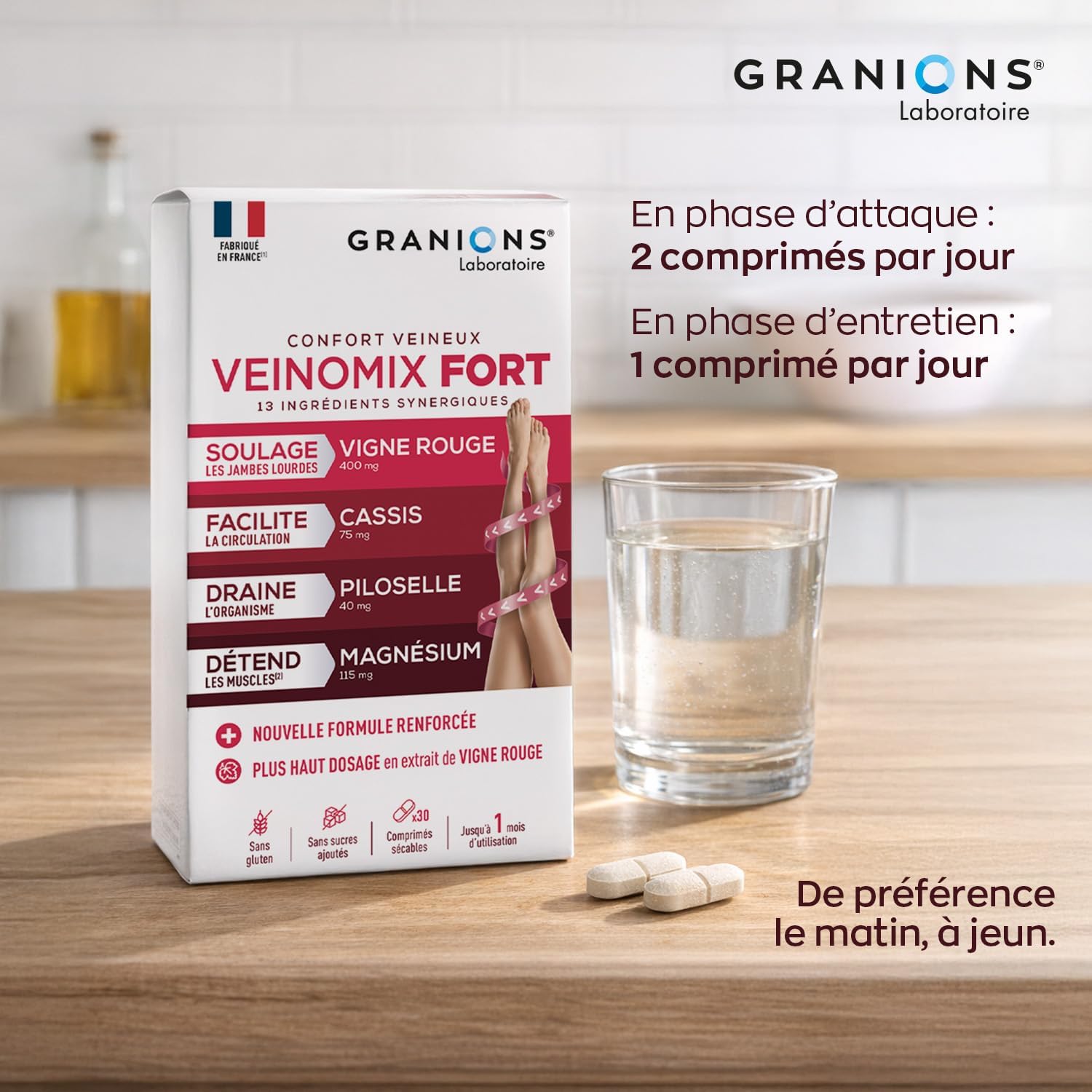 Thumbnail 3 de GRANIONS Veinomix Fort Circulation sanguine jambes & rétention d’eau drainant puissant – 90 comprimés (cure 3 mois)