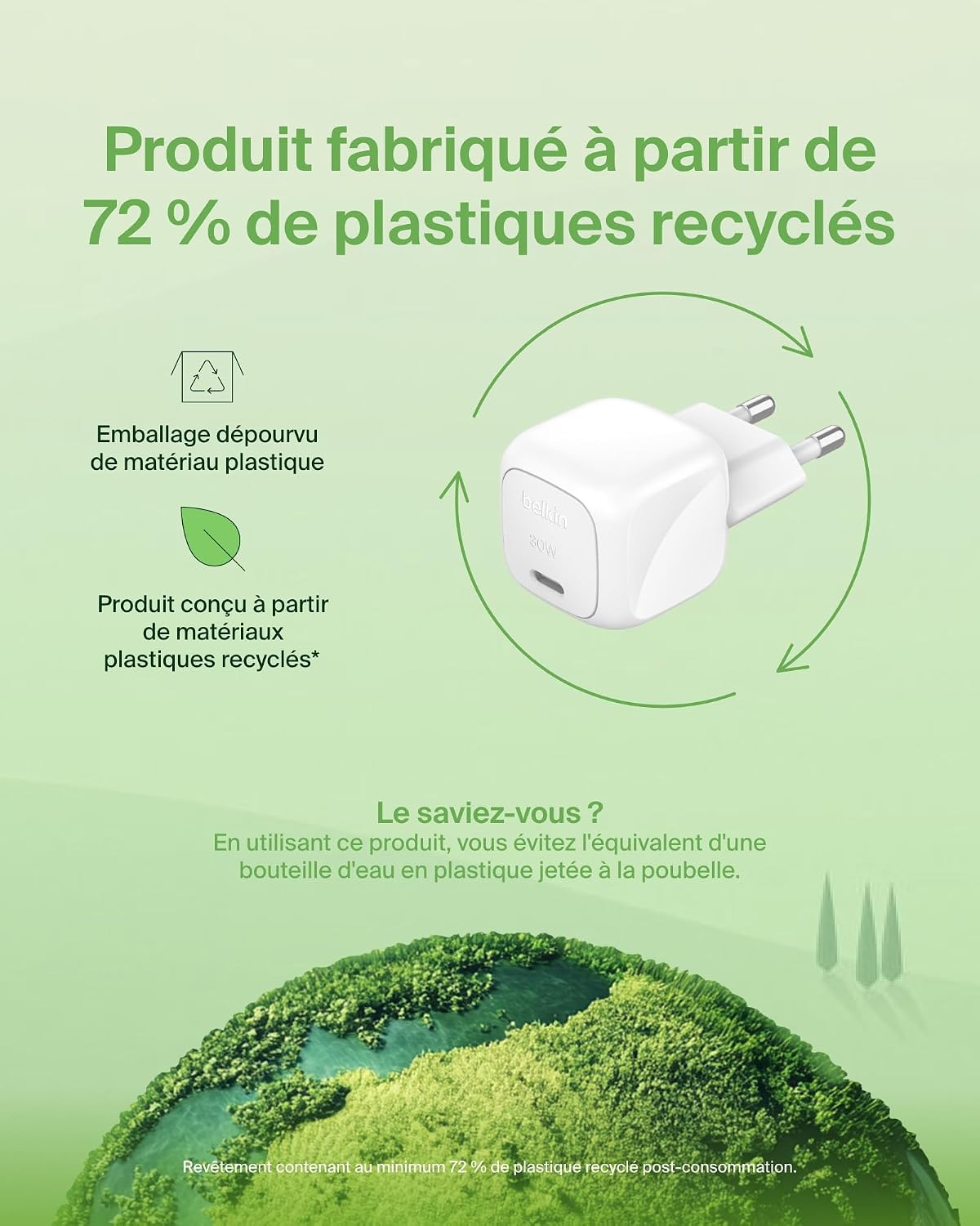 Thumbnail 6 de Belkin Chargeur secteur compact BoostCharge 30 W USB‑C Power Delivery (câble USB‑C vers C inclus, blanc)