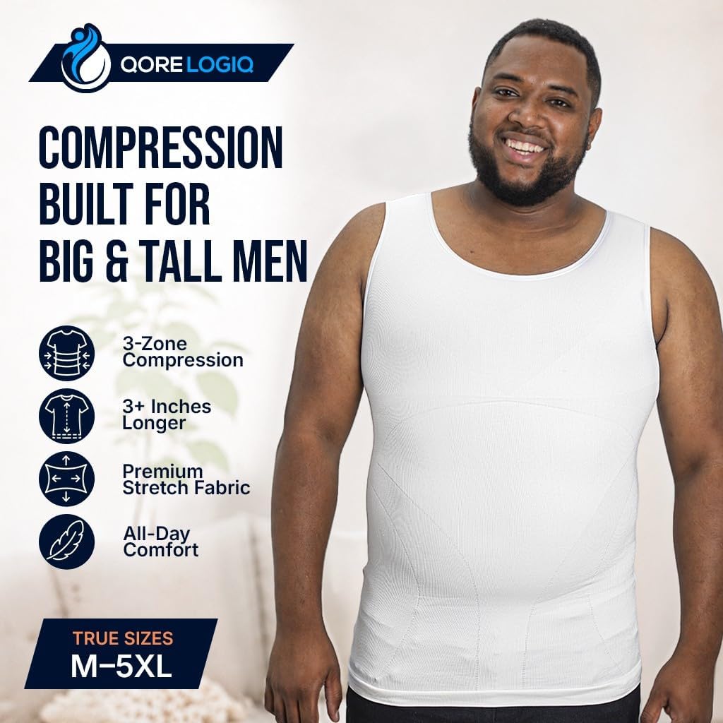 Thumbnail 1 de QORE LOGIQ Gynecomastia Compression Shirts for Men — Slimming Tank Top for Big & Tall builds