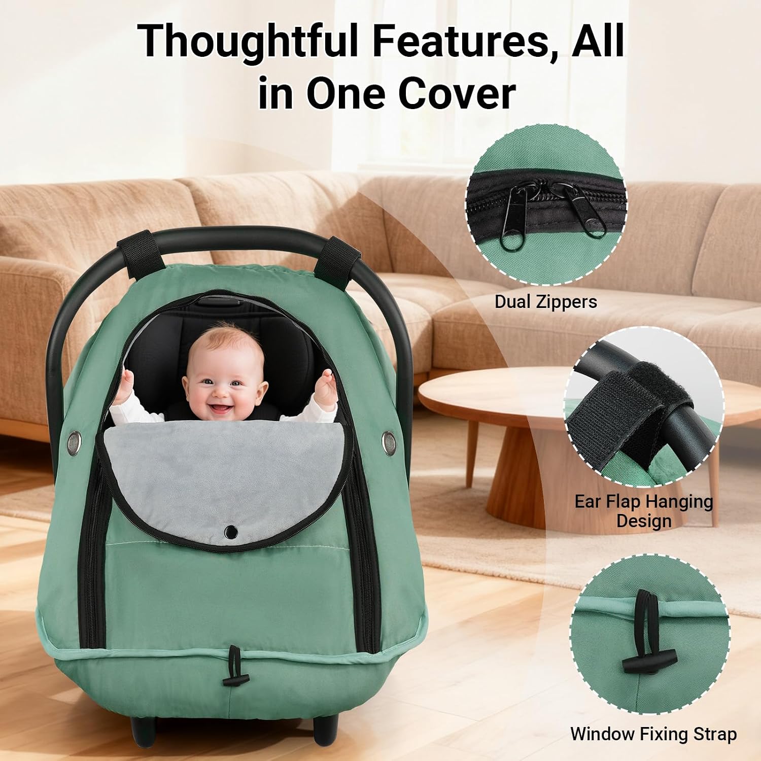 Thumbnail 2 de Metplus Winter Infant Car Seat Cover, Waterproof Shell and Soft Fleece Lining
