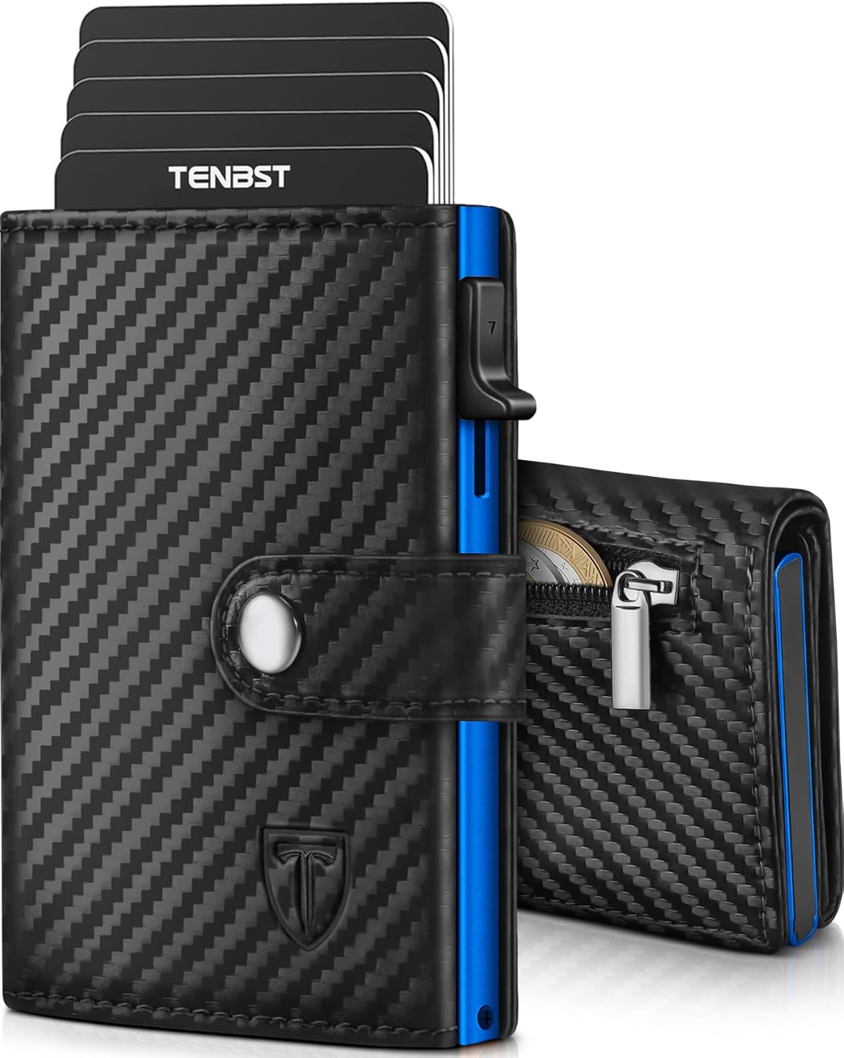 Thumbnail 6 de TENBST Portafoglio Uomo Slim 10 x 7 x 2,1 cm con chiusura magnetica e blocco RFID