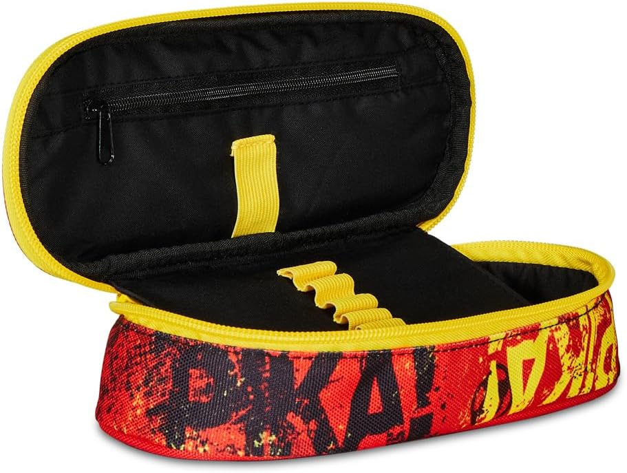 Detalle 2 de Seven Trousse monozip ROUND PLUS Pokémon Pikachu jaune rouge avec organisateur intérieur et élastiques