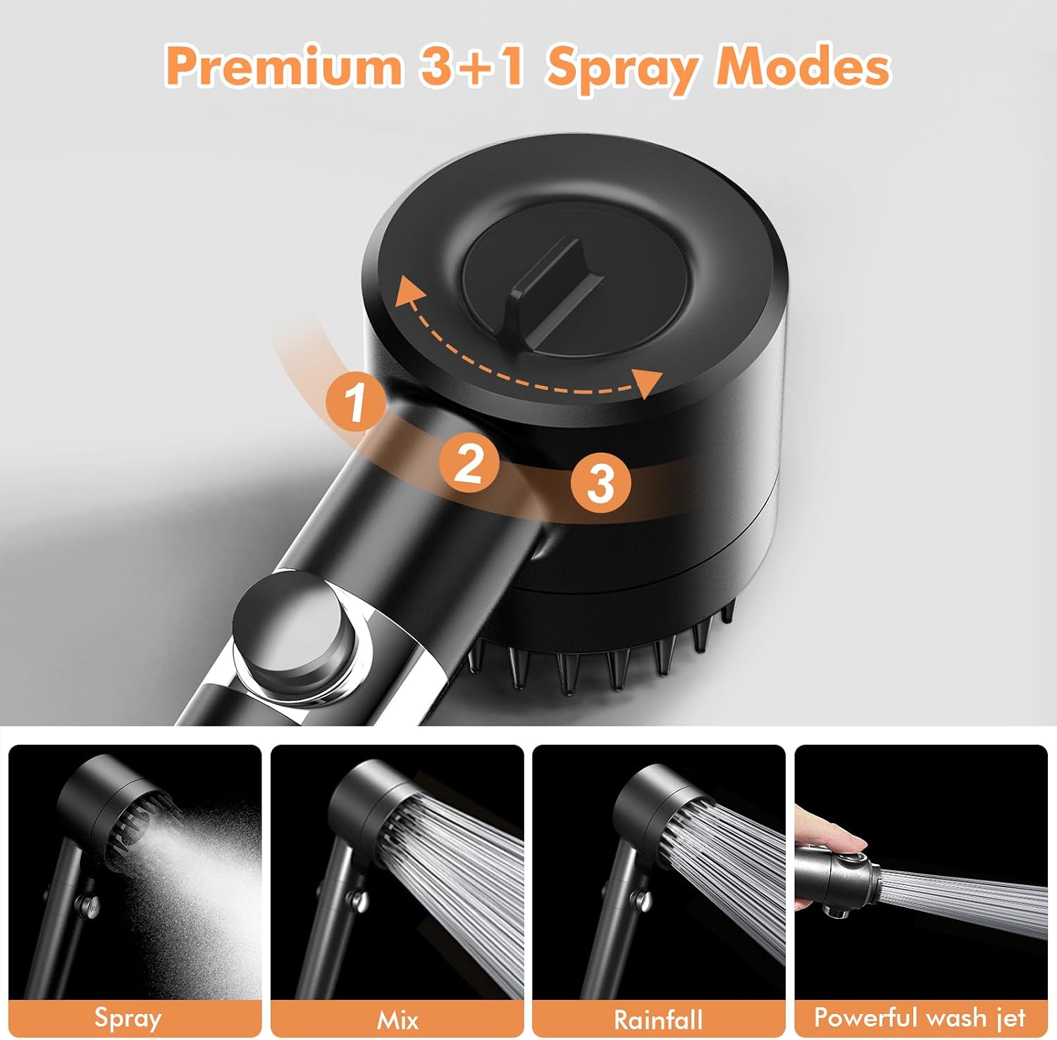 Detalle de MEKO Hard Water Filter Shower Head with 15-Stage Filter and 3+1 Spray Modes (Blue) + 1.5m Hose