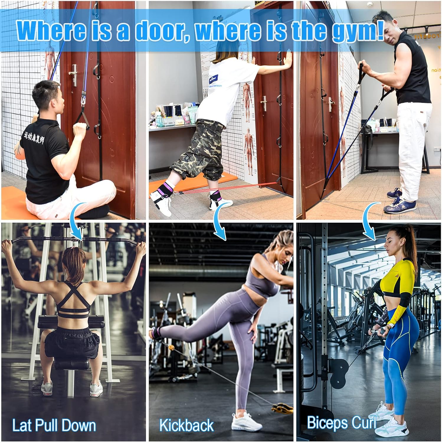Detalle de Brebebe Door Anchor Strap for Resistance Bands (Multi-Point, Punch-Free Installation)